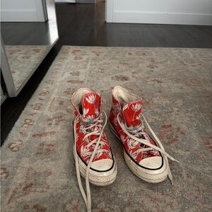 Converse Red Floral High-Top Sneakers